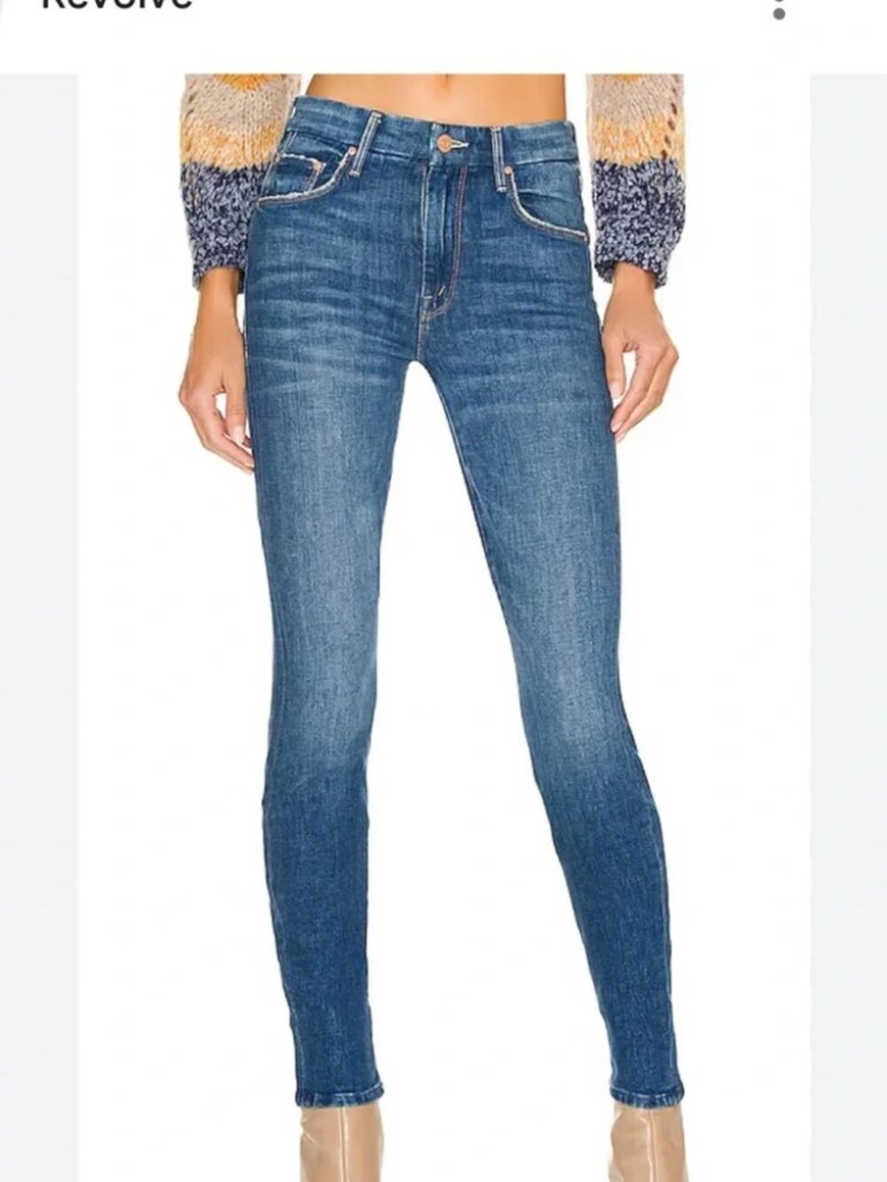 Mother The Looker Jeans Where Is My Mind Denim Pants Distressed Stretch Blue 27